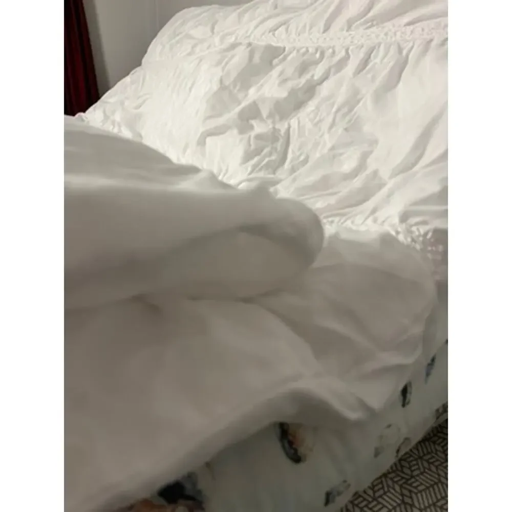 Queen White Ruched Comforter Duvet Cover Shabby Chic Boho Bedding Super Soft